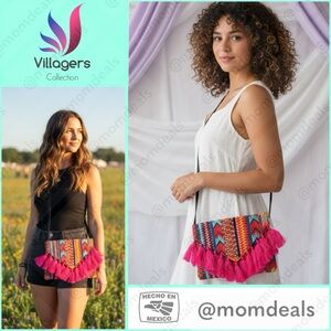 Ethnic Boho Crossbody Bag Handmade Embroidery Tassels Chic Vibrant Colorful NEW